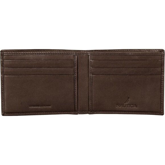 Nautica Men's Bifold Leather Wallet RFID Blocking Window Card Slot Organization - Picture 3 of 7